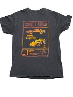 Knight Rider 1982 KITT Graphic T-Shirt Turbo Boost Design Black Medium 100% Cott
